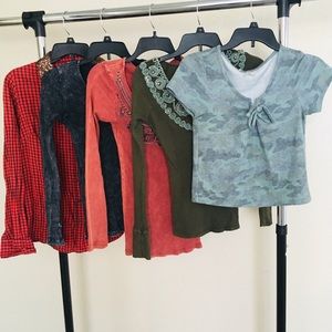 Flannel, long sleeve,  and short sleeve tops